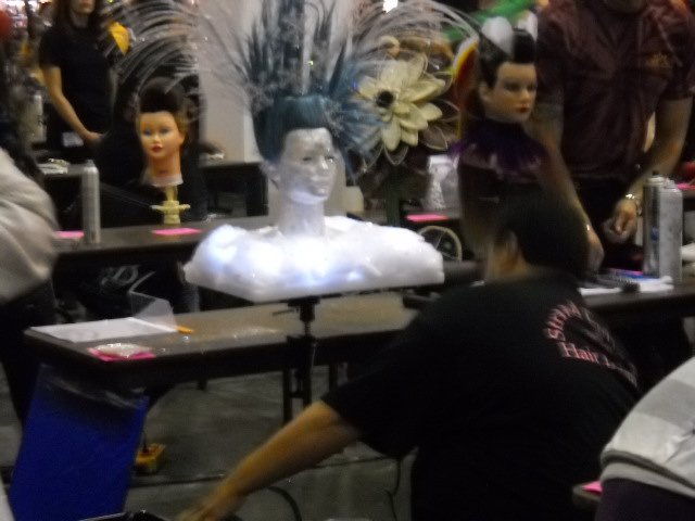 Strand College of Hair Design Students creating fantastical hair designs